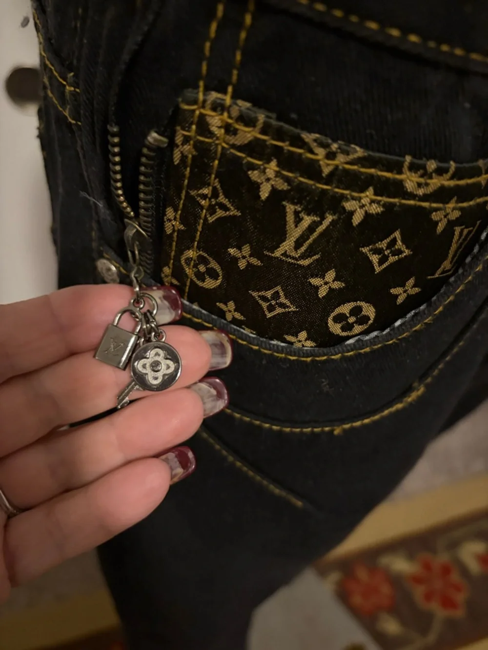 Louis Vuitton Black Denim Jeans with Monogram Pocket Trim - Picture 6 of 14